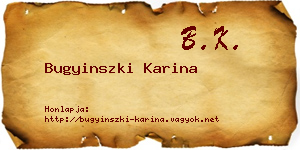 Bugyinszki Karina névjegykártya